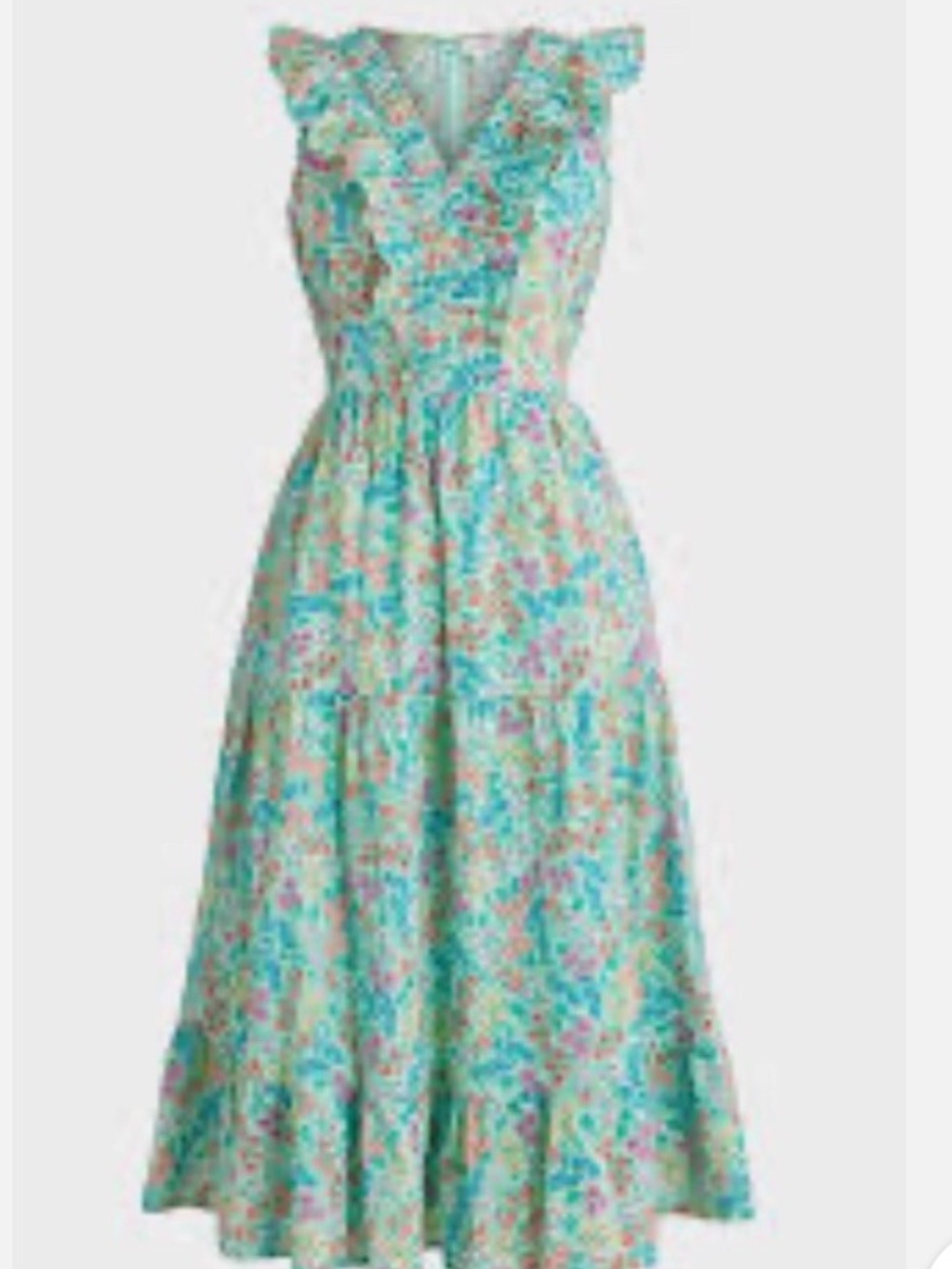NWT J. Crew Aqua Floral Ruffle-Trim Maxi Dress size 12 - Picture 6 of 6